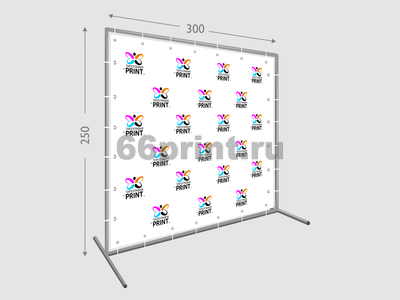 заказать печать Пресс волл 250х300 см. (конструкция + баннер с печатью 720 dpi)